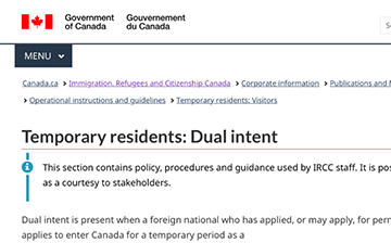 「加拿大移民」加拿大官宣有移民倾向申请旅游签证合法