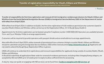 「爱尔兰移民」移民局发布IRP卡注册与续签重要通知，4月8日起正式实施