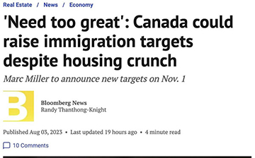 「加拿大移民」联邦政府不会降低移民目标，需求量大！